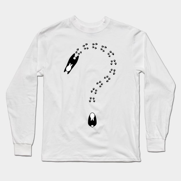 Question mark with bunny paw prints. Long Sleeve T-Shirt by CraftCloud